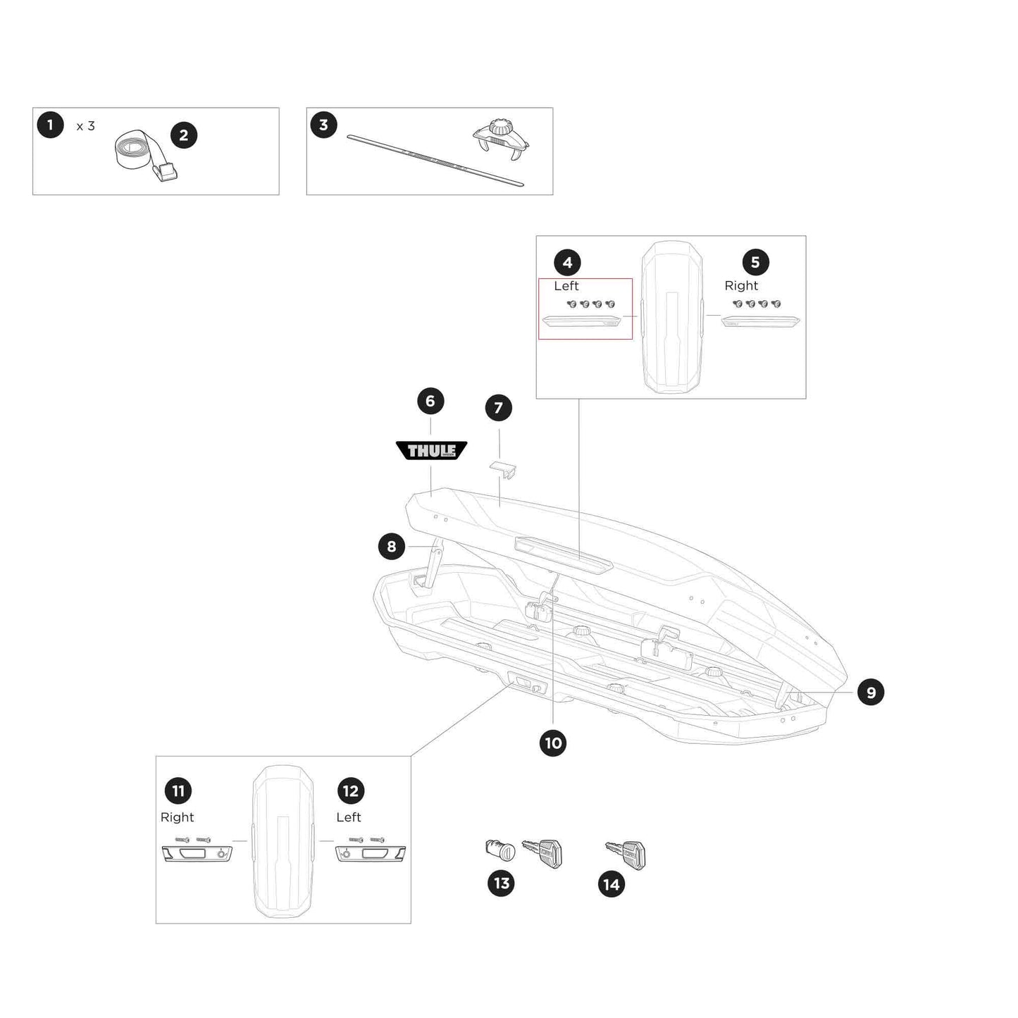 Thule Ersatzteil Handle Left für Motion 3 Dachboxen