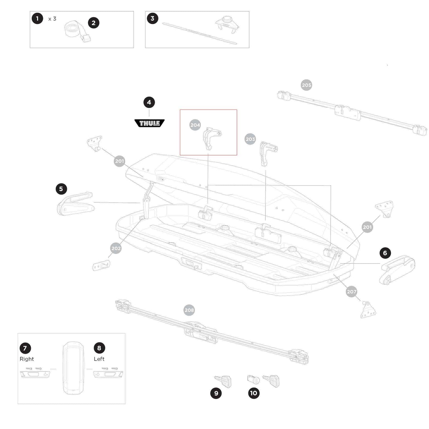 Thule Ersatzteil Hitch hook (front/rear) Dachboxen