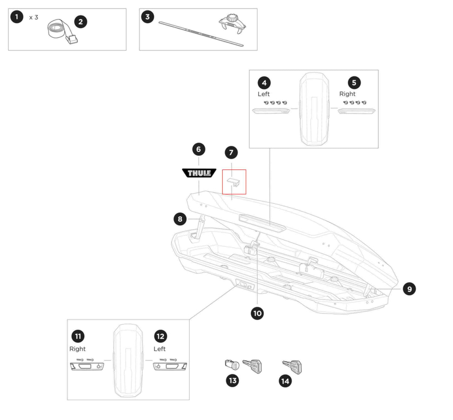 Thule Ersatzteil Clip with Tape für Dachboxen