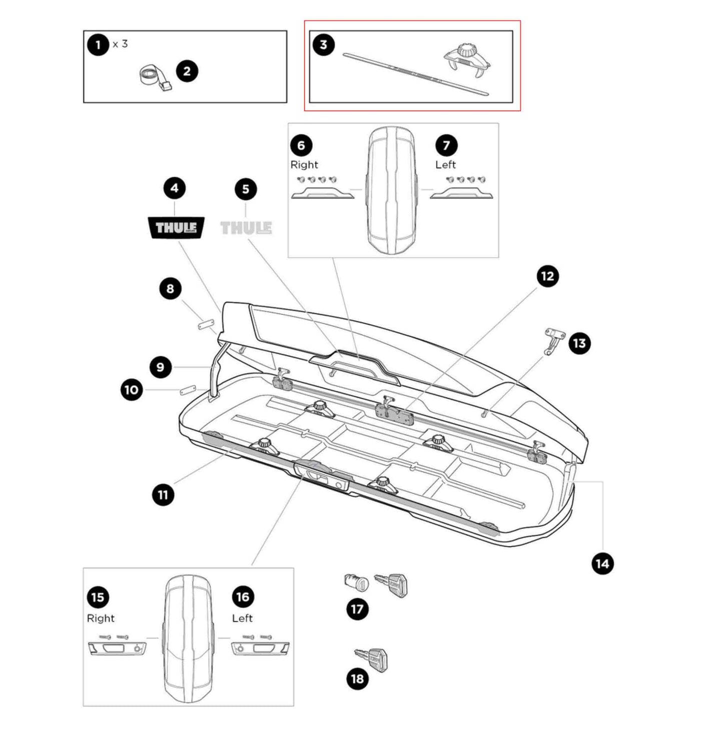 Thule PowerClick G3 SP Kit Ersatzteil Dachbox