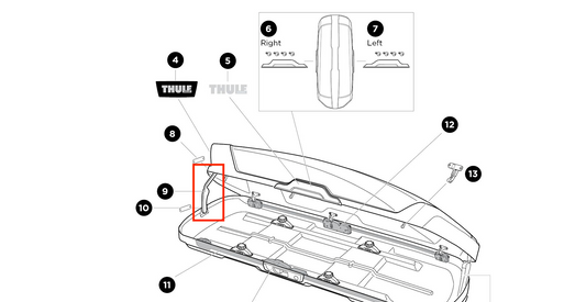 Thule Lidlifter ML 70xt cover lifter for roof box spare part