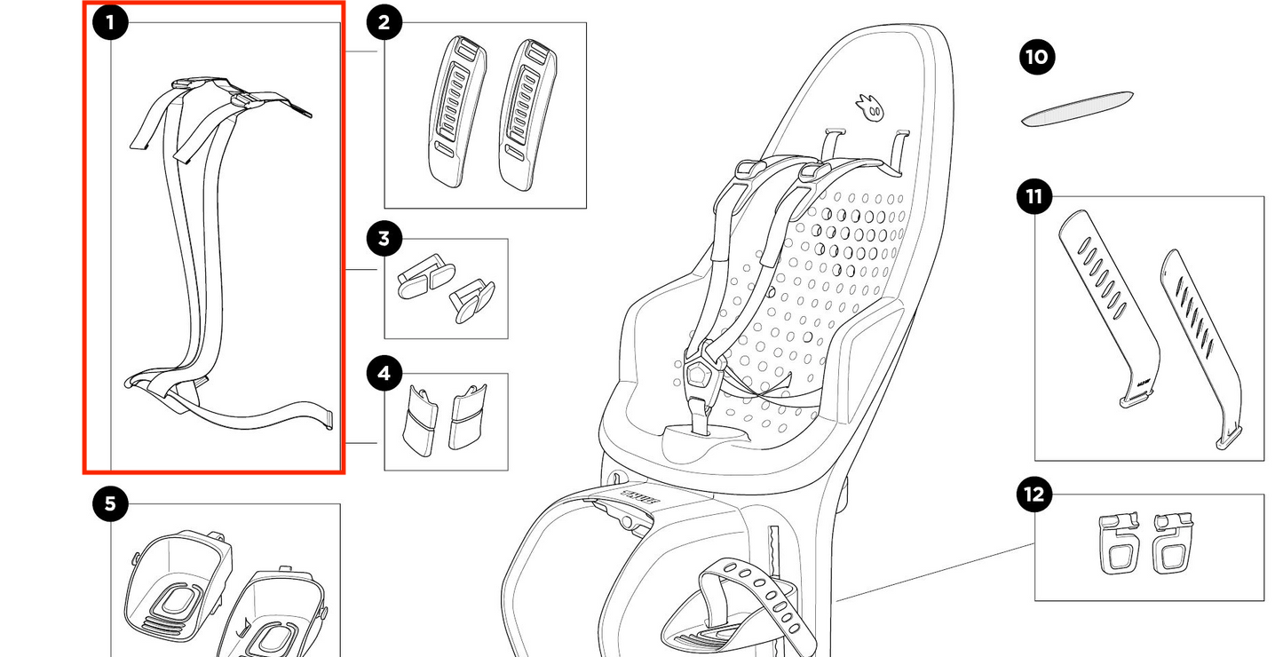 Thule Harness Gurtwerk als Ersatzteil für den Yepp 2 Maxi Fahrradsitz für Kinder