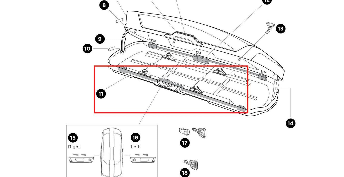 Thule Lockbar 1800 mm Right Schließleiste rechts für die Dachbox Motion XT XXL