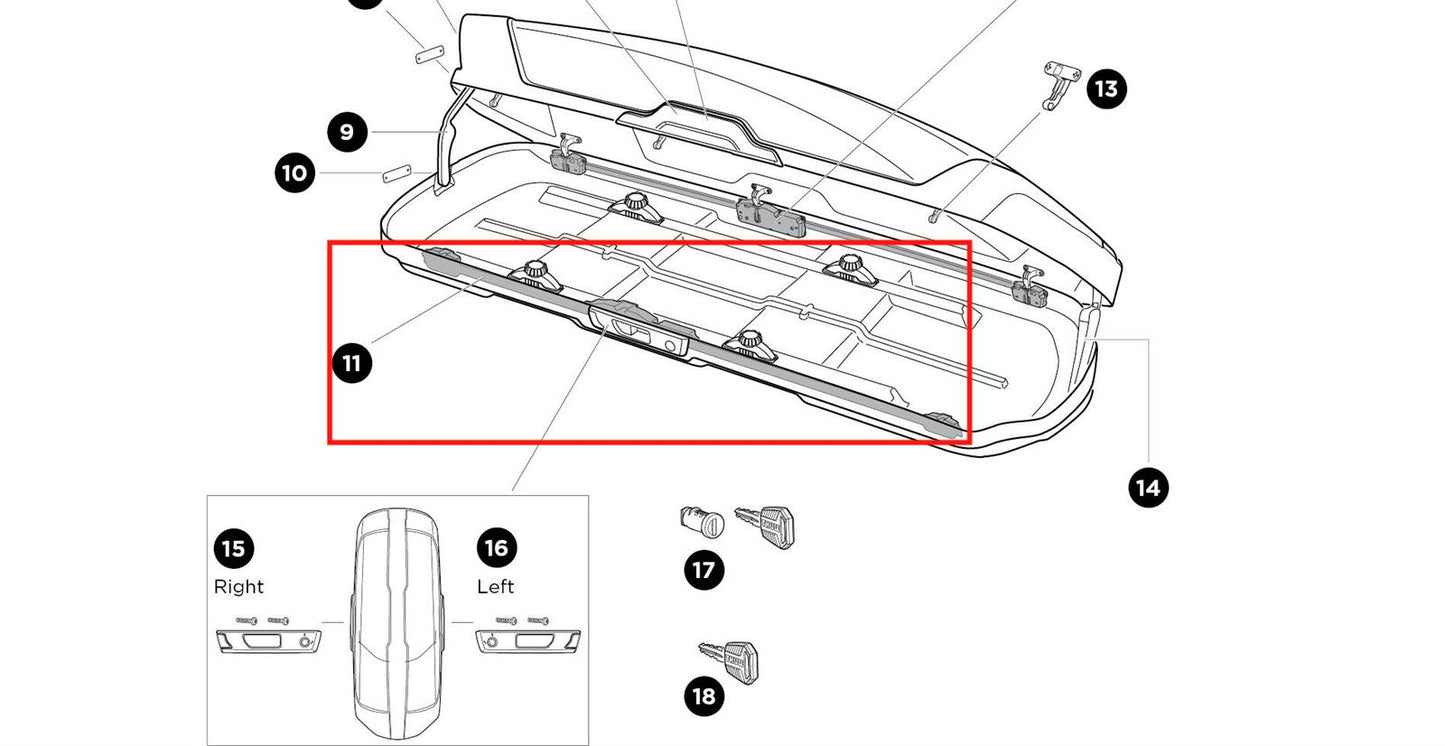 Thule Lockbar 1175 mm Right Schließleiste rechts für Dachbox Motion XT M