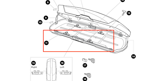 Thule Lullable 1800 mm Right locking strip on the right for the roof box motion XT XXL