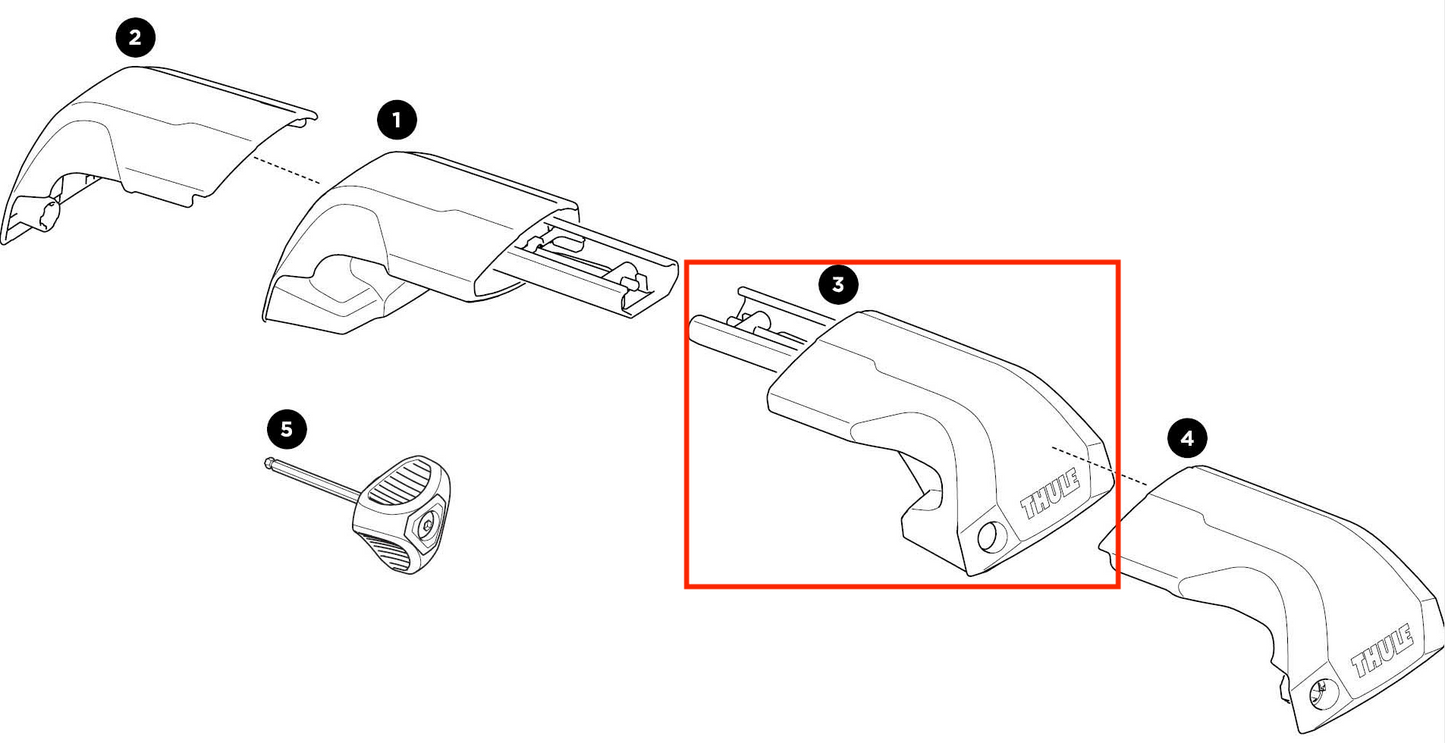 Thule Complete Foot Right Thule Edge Flush Rail einzelner Fuß rechts