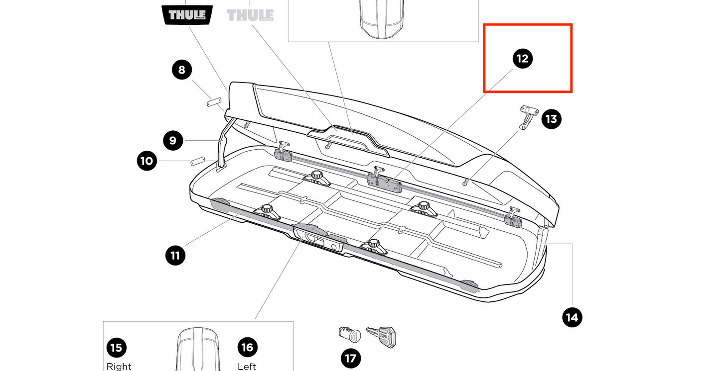 Thule Lockbar 1175 mm Left Schließleiste links für Dachbox Motion XT M