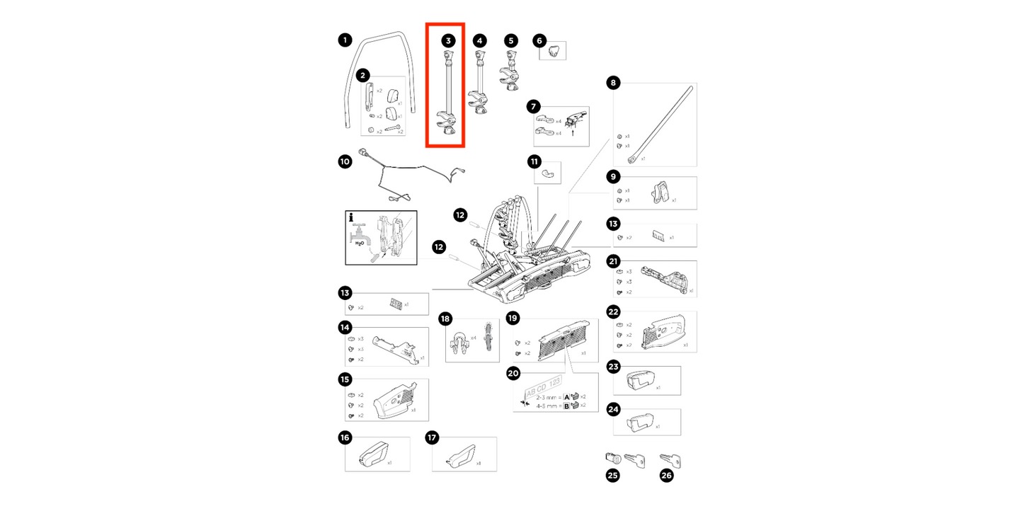 Thule Bike ARM 372mm 937 frame holding arm for a bicycle long spare part of the Velospace XT