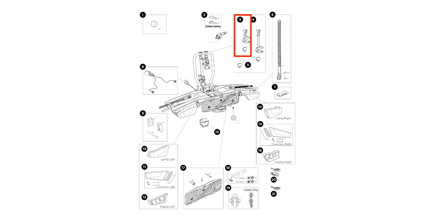 Thule Bike Arm Short 122mm Without Lock Framework holding arm for a bicycle brief spare part