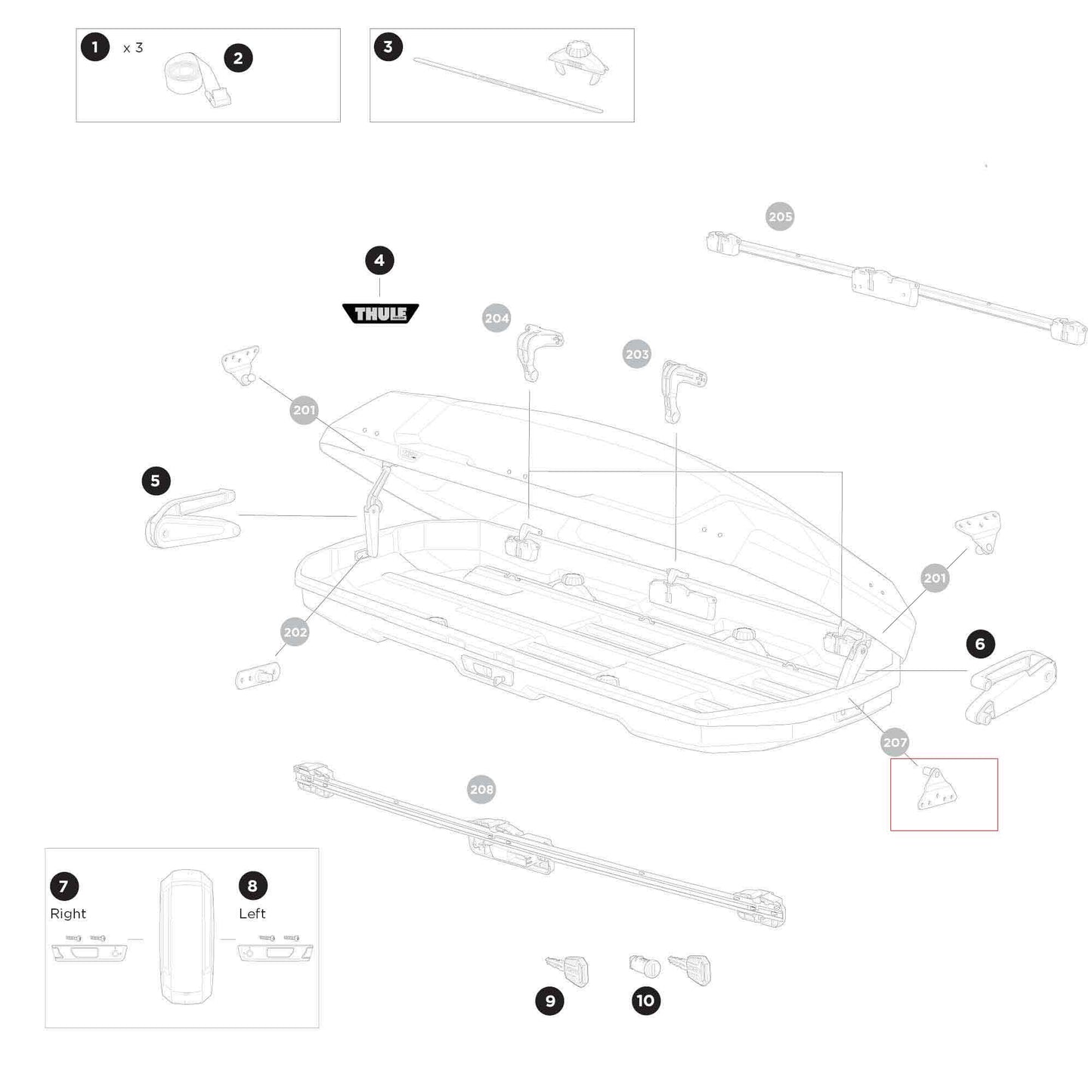 Thule Ersatzteil Lid lifter bracket (front base) Dachboxen