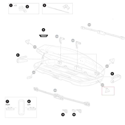 Thule Ersatzteil Lid lifter bracket (front base) Dachboxen