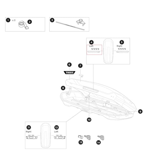Thule Ersatzteil Handle Left für Motion 3 Dachboxen