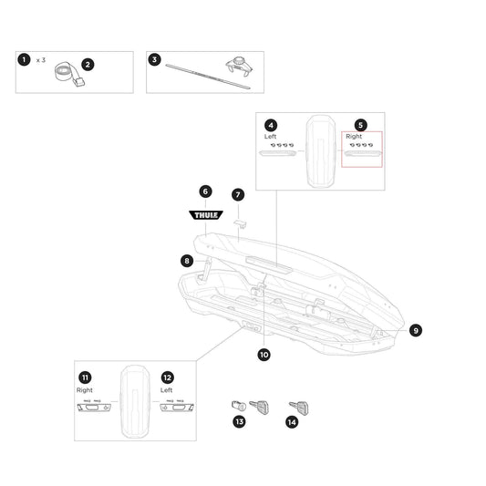 Thule Ersatzteil Handle Right für Motion 3 Dachboxen