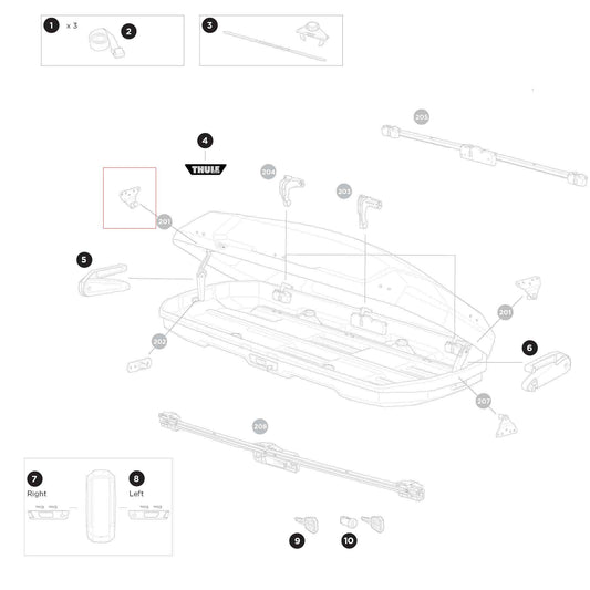 Thule Ersatzteil CLid lifter bracket (front lid) für Force 3 Dachboxen