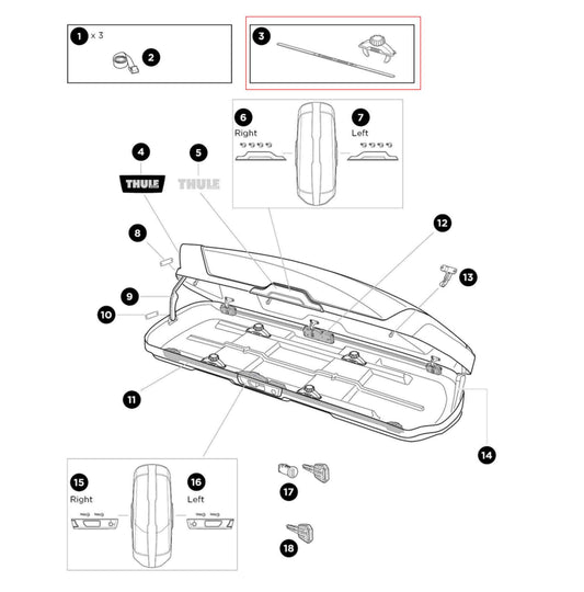 Thule PowerClick G3 SP Kit Ersatzteil Dachbox